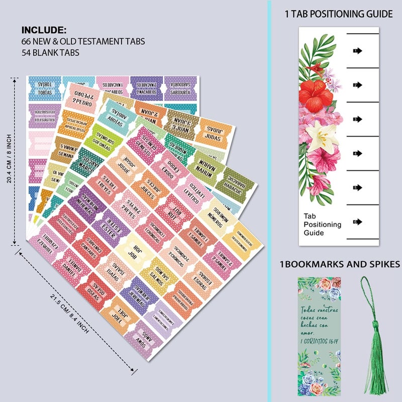 Cualfec Spanish Catholic Bible Index Tabs New & Old Testament Tabs Matte Laminated Floral Design, Bible Journaling Supplies - 122 Pcs (Polka Dots) - Image 2